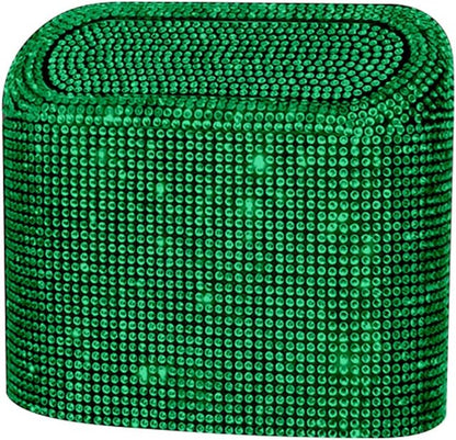 Bling Rhinestone Car Trash Can, Swing-Lid, Green, Plastic
