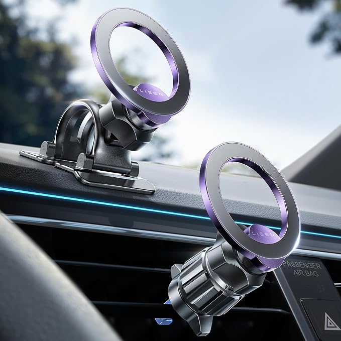 LISEN for MagSafe Car Mount,Car Accessories for Women Men [2025 Ultra] Magnetic Phone Holder for Car 360 Dashboard Vent Phone Mount for Car Organization iPhone 16 15 14 13 12 Pro Plus Mini,Purple