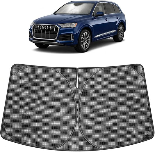 Proadsy Windshield Sun Shade Custom Fit Audi Q7 2016-2026 Ice Crystal Black Front Window Sunshade UV and Heat Blocker Foldable Visor Keeps Car Cooler for Summer Parking and Daily Use