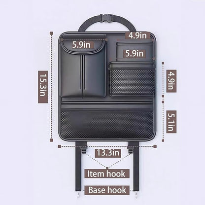 Backseat Car Organizer for Kids and Family Travel, Seat Protector with 5 Storage Pockets, Holds Snacks Drinks Toys, Easy Install for Car SUV Truck, Waterproof Organizer