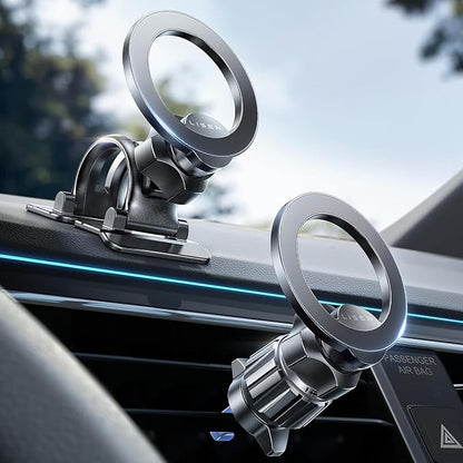 LISEN for MagSafe Car Phone Mount -Strong Magnets Magnetic Phone Holders for Your Car 2-in-1 Vent Dashboard Magnet Cell Phones Holder Mounts Car Accessories Gitfs for Men Women fit iPhone, Black | Dash Accents