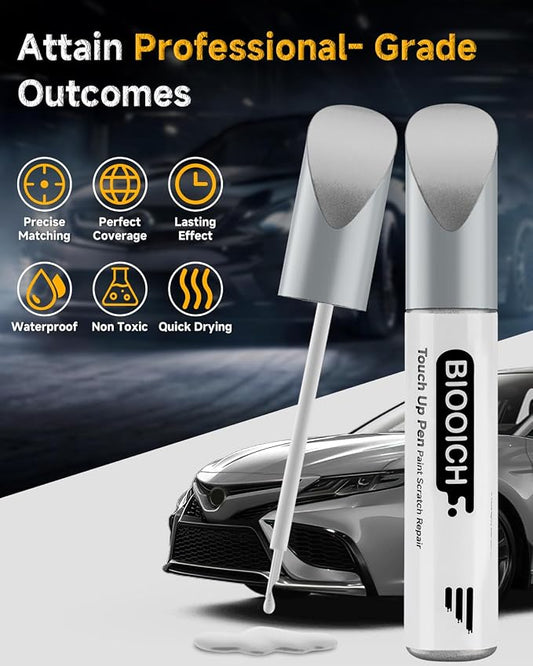 Touch Up Paint Pen Exact Color Match Car Chip and Scratch Repair (for Toyota, Silver Sky Metallic(1D6))