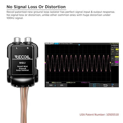 RECOIL MGLI 2-Channel RCA Stereo Ground Loop Noise Isolator Car Amplifier Filter Audio Signals Eliminate