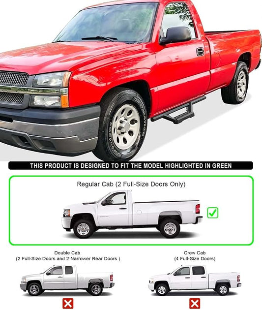 APS Drop Steps Running Boards Compatible with Chevy Silverado GMC Sierra 1500 2500 1999-2006 Regular Cab & 2500 HD 3500 01-06 & Classic 07 | Stainless Steel Side Steps | Anti-Slip | 500lbs Capacity