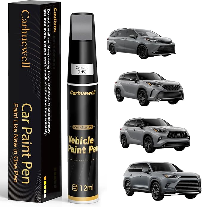 1H5 Cement Touch Up Paint Compatible with Toyota, Exact Match Car Paint Pen Automotive Scratch Repair Remover Kit Quick & Easy Solution for Vehile Chips and Nicks