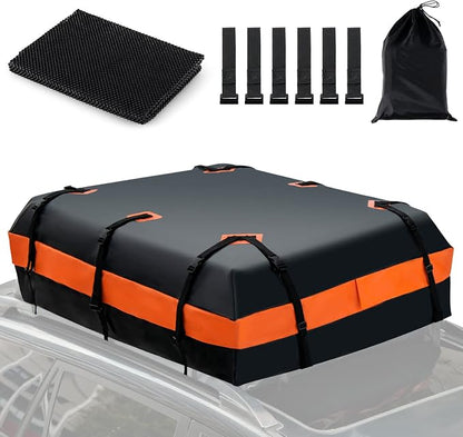 S AFSTAR 21 Cubic Rooftop Cargo Carrier Bag, Waterproof Car Roof Bag w/10 Adjustable Straps & 6 Door Hooks, Anti-Slip Mat & Storage Bag, Car Topper Luggage Carrier for Vehicle SUV with & without Racks