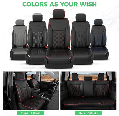 Custom Leather Seat Covers for Silverado/Sierra 1500 2019-2026, 2500HD 3500HD 2020-2026 Crew Cab Full Set with Jump Seat Cover (Armrest Storage Version Only), Truck Accessories