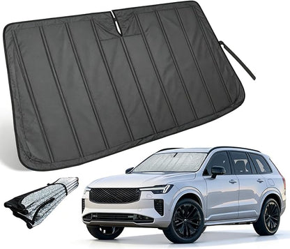 Thickened Windshield Sun Shade for Volvo XC90 2016-2026 | Accordion Front Window Sunshade Aluminum Reflective UV Protection Shield, Foldable Sun Visor with Storage Bag Car accessories