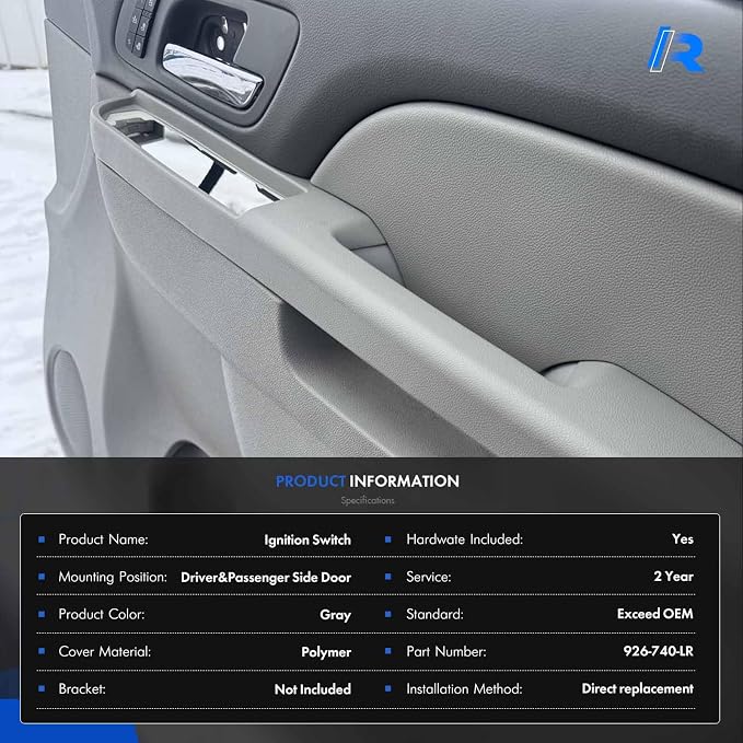 Door Panel Armrest Repair Fit for Chevy Silverado Suburban Tahoe Avalanche | Fit for GMC Sierra Yukon 2010-2014 | Fits Door Panel with Release Handle Above Armrest | Front Left & Right Side | Gray
