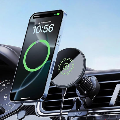 20W Fast Wireless Car Charger Magnetic Fast Wireless Charging Car Phone Holder Compatible with Magsafe for iPhone 17 16 15 14 13 12 Series, Air Vent Mount Dashboard/Windscreen Mount