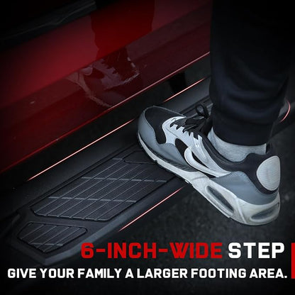 COMNOVA 6 Inch Running Boards Compatible with 2004-2014 Ford F-150 Crew Cab (4 Full-Size Doors). F150 Side Steps Nerf Bars, Heavy Duty Carbon Steel Step Bars with Non-Slip Plastic Pads.