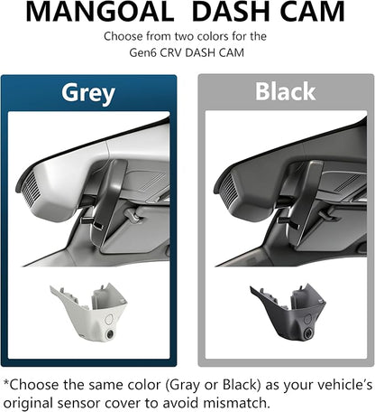 Mangoal Honda CRV Dash Cam Front 4K & Rear 1080p Custom fit for Gen6 CR-V & CR-V Hybrid 2023-2026(Gray)(Model B), Integrated OEM Look, UHD 2160P Video, WiFi & App, GPS, 128GB Card