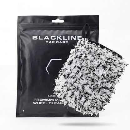Blackline Car Wheel Mitt -Premium Scratch Free Microfiber Wash Mitt for Automotive Cleaning|Car Detailing Accessory Works with Bucket, or Foam Cannon | 70%/30% Microfiber Blend