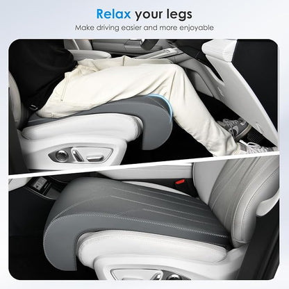 FLORICH Car Seat Extender Leg Extender Support Cushion for Driver Seats Office Chair, Leather Carseat Leg Support for Long Drivers Universal Car Seat Cushion Legs Rest Pads-Deep Grey