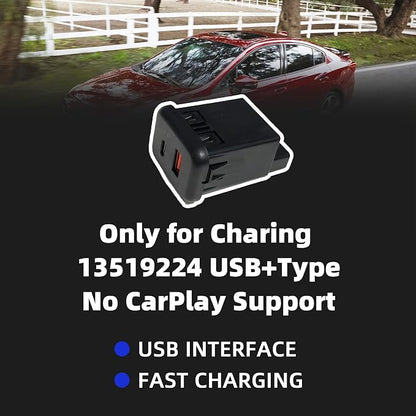 Only for Charing - No CarPlay Support, 13519224 USB & Type-C Fast Charging Port AUX Jack Adapter 54W Compatible with Chevy Buick GMC Cadillac 2015-2018, Replaces# 13509942 13510854 23496501
