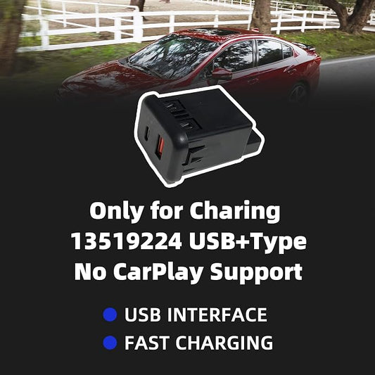 Only for Charing - No CarPlay Support, 13519224 USB & Type-C Fast Charging Port AUX Jack Adapter 54W Compatible with Chevy Buick GMC Cadillac 2015-2018, Replaces# 13509942 13510854 23496501