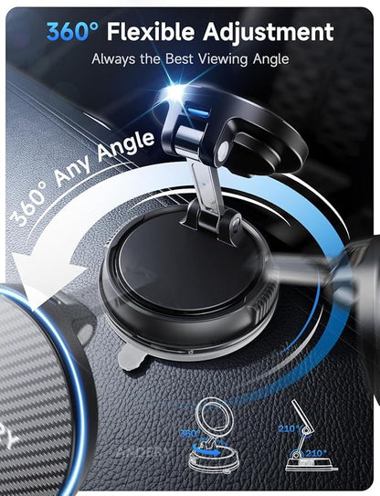ANDERY Only for iPhone Magsafe Car Mount Charger [15W Fast Wireless Charge, 78+LBS Strong Suction & 2400gf Magnetic] 360° Adjustable Car Phone Holder, Phone Holders for Your Car Dash Accents Accessory