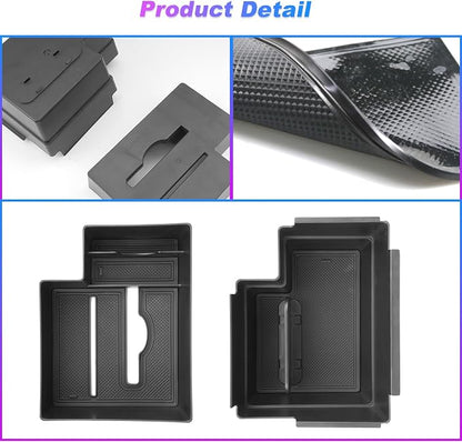SXCY 2PCS for 2025 2026 Ford Explorer Center Console Organizer 2020-2024 2025 2026 Explorer Accessories 2024 2025 2026 Explorer Armrest Console Tray(Updated Double Layers with Tissue Storage Funtion)