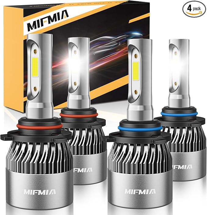 𝟫𝟢𝟢𝟧 𝟫𝟢𝟢𝟨 Bulbs Combo 6500K White 800% Brightness 40000LM, Non-Polarity Plug and Play with Fan, IP68 Waterproof Off-Road Lights, Pack of 4