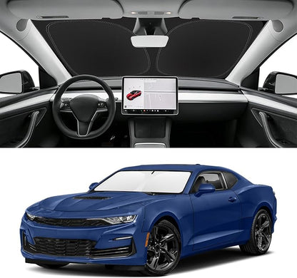 Custom Fit Windshield Sun Shade for Chevy Camaro 2016-2024, Blocks UV & Heat, Front Window Sunshade Accessories, Easy Fold & Store Keep Your Car Cooler