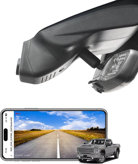 mangoal STARVIS 2 Front 4K HDR Dash Cam IMX678, Custom Fit for GMC Sierra 1500 2022-2026 2500 HD/3500 HD 2024-2026(Model C), 5GHz WiFi, GPS, 64GB Card