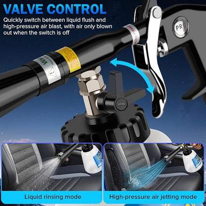 Car Cleaning Gun,High-Pressure Air Blow Gun,Air Cleaning Gun,Air Blow Gun with 2 Set Nozzles &1L Liquid Bottle,Works with Air Compressor,Pro Auto Detailing Tool for Deep Cleaning Interiors & Exteriors