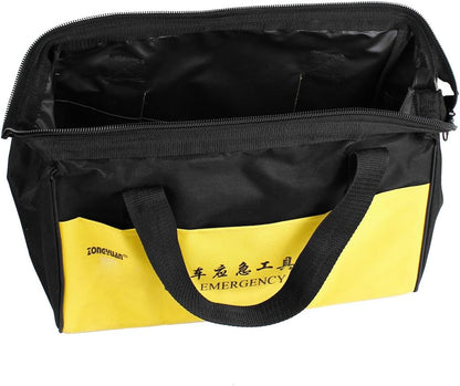 Ruilogod Black Yellow Nylon Zip up Emergency Kit Handbag for Auto Car