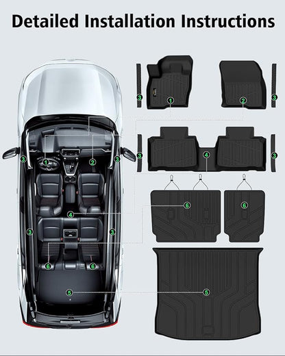 Floor Mats Custom for Ford Edge 2015-2024 2025 2026 ST Titanium SE SEL Sport Trunk Mat with Backrest Mat All Weather TPE Full Set Liners Cargo Protector & Door Sill Guards for Edge 2025 Accessories