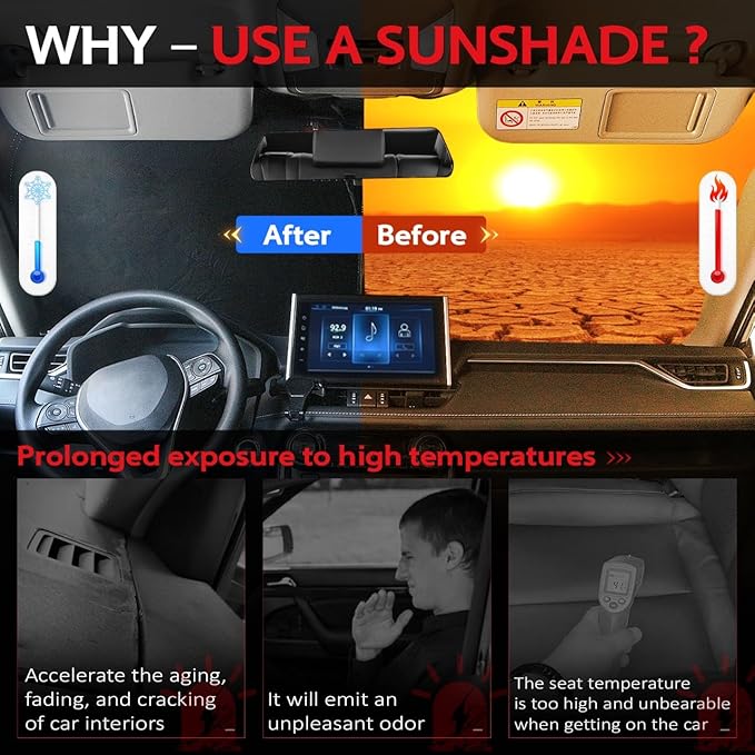 KAYZT Windshield Sun Shade for Toyota RAV4 2019-2025 RAV-4 Foldable Sunshade SUV Front Window Custom Fit Accessories