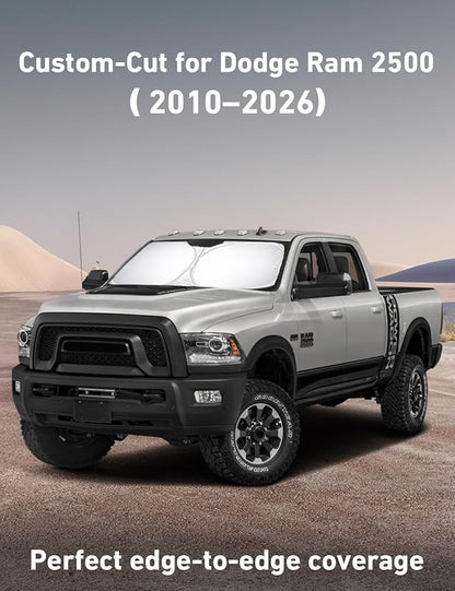 EcoNour Windshield Sunshade Compatible for Dodge Ram 2500 3500 2010-2024 2025 2026, Sun Visor for Front Windshield & Window Sun Shade Cover, UV Heat Blocker & Protector, Car Accessories