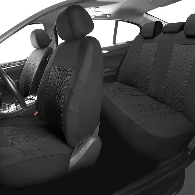 VarCozy Car Seat Covers Full Set, Front & Split Rear Bench for Car, Universal Cloth SUV, Sedan, Van, Automotive Interior Covers, Airbag Compatible
