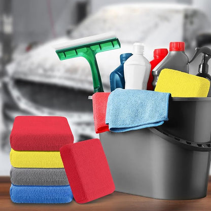 Riakrum 32 Pcs Microfiber Applicator Pads Soft Microfiber Foam Buffing Car Detailing Pads for Wax Ceramic Coating Polish Reusable Car Wash Sponge Tire Shine Applicator(Yellow,Grey,Blue,red)