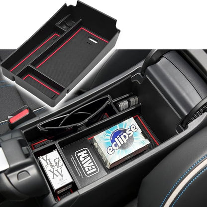HGWEI Center Console Organizer Tray Compatible with Honda HRV 2023 2024 2025 2026 2027 Accessories, Armrest Storage Box for HRV EX/EX-L/LX/SE/Sport/Touring, Red Trim