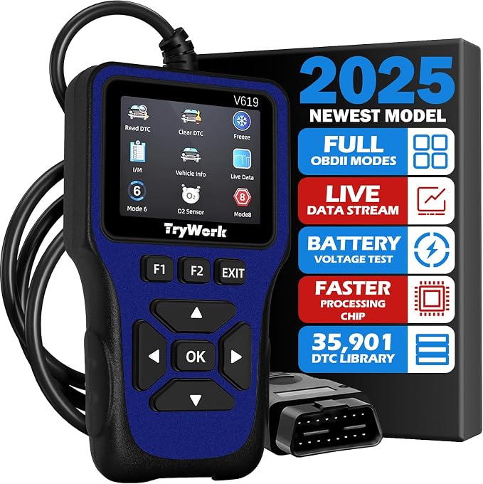 OBD2 Scanner Diagnostic Tool, Check Engine Code Reader with 35901 DTC Lookup, Mode 6 & 8, I/M Readiness for All OBDII Cars Since 1996 (Blue)