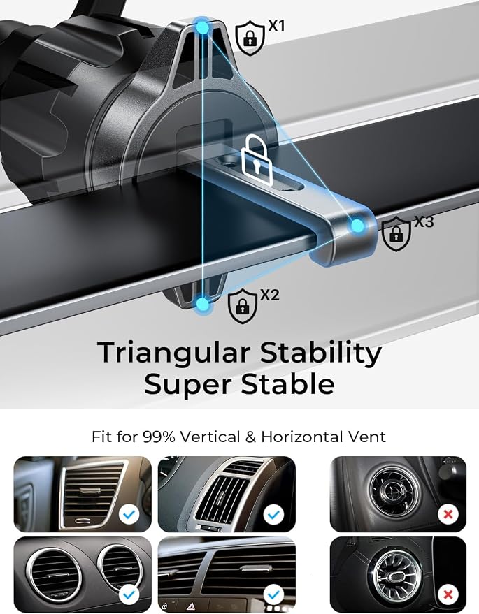 LISEN for MagSafe Car Mount,Car Accessories for Women Men [2025 Ultra] Magnetic Phone Holder for Car 360 Dashboard Vent Phone Mount for Car Organization iPhone 16 15 14 13 12 Pro Plus Mini,Red