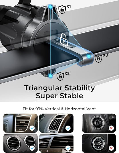 LISEN for MagSafe Car Phone Mount -Strong Magnets Magnetic Phone Holders for Your Car 2-in-1 Vent Dashboard Magnet Cell Phones Holder Mounts Car Accessories Gitfs for Men Women fit iPhone, CarbonFiber