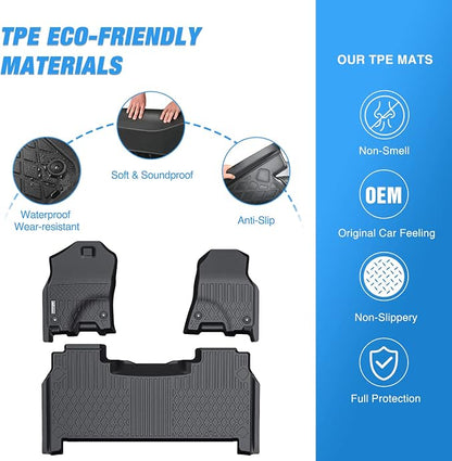Nilight TPE Floor Mats for 2019 2020 2021 2022 2023 2024 Dodge Ram 1500 New Body Crew Cab with Rear Storage Box,All Weather Custom Fit Heavy Duty Floor Liners
