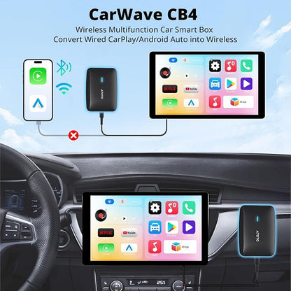 Portable AI Box CarPlay -2025 Upgrade Wireless CarPlay Adapter Compatible with YouTube, Plug & Play Smart AI Box Support DriveChat, Dual Bluetooth, Dual Wi-Fi, Max 128GB TF Card