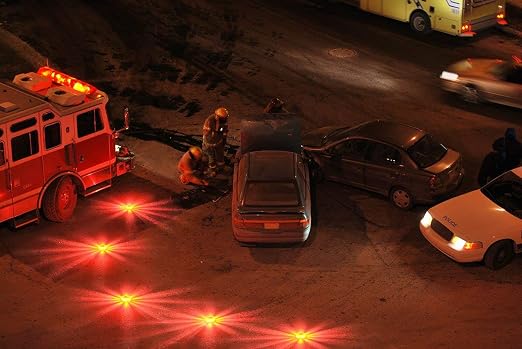Heliar LED Road Flares Emergency Disc Roadside Safety Light Flashing Road Beacon for Car Truck Boat with Storage Bag (Pack of 3)