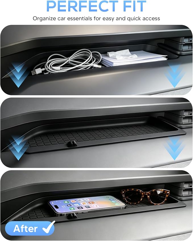 Autorder 2PCS Center Console Organizer Tray for 2026 Toyota RAV4 Accessories - Anti-Scratch & Waterproof Passenger Organizer Tray & Lower Center Console Tray - Silicone Black