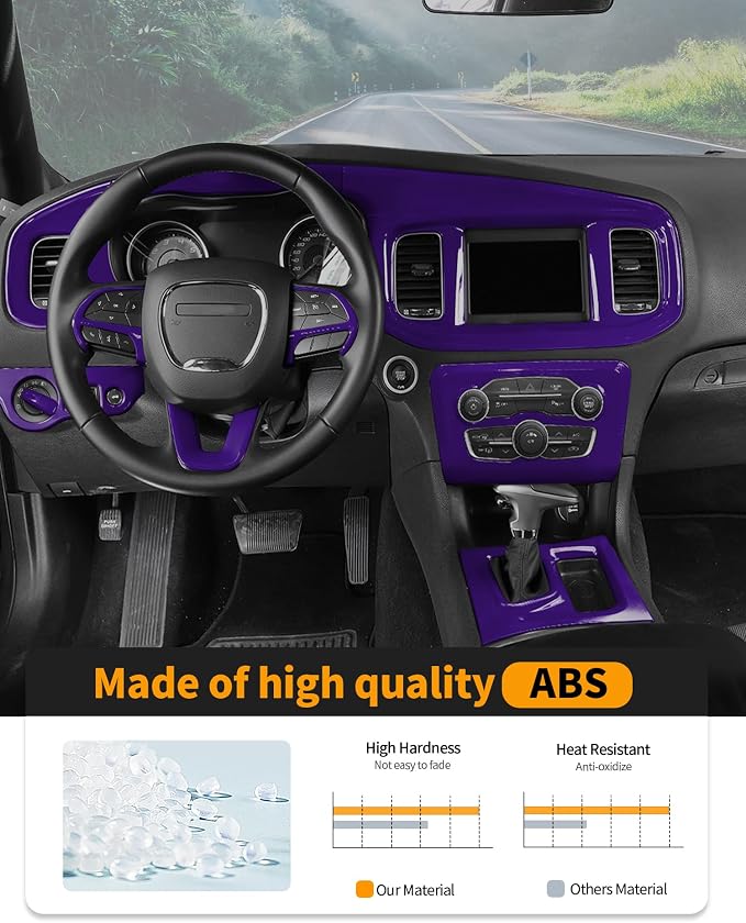 Hoolcar for Charger Purple Interior Accessories Trim Kit fit for 2015-2024+ Dodge Charger Center Console Gear Shift Dash Dashboard Decor Cover Trim, 12pcs