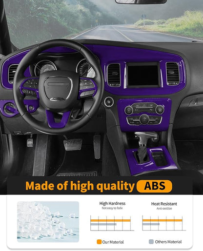 Hoolcar for Charger Purple Interior Accessories Trim Kit fit for 2015-2024+ Dodge Charger Center Console Gear Shift Dash Dashboard Decor Cover Trim, 12pcs