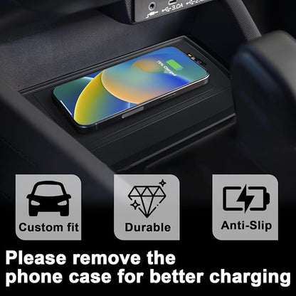 Muslogy Center Console Inserts Compatible with 2025 Subaru Forester Accessories, Center Console Wireless Charger Protective Mat Liner Anti-Slip Phone Charge Area Charging Protection