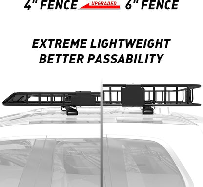 Wildroad Car Roof Cargo Carrier Combo - Upgraded 84"x 39"x 4" Roof Rack Basket, Super Duty Bungee Net. Universal Car Top Luggage Holder Fits SUV, Truck, Cars