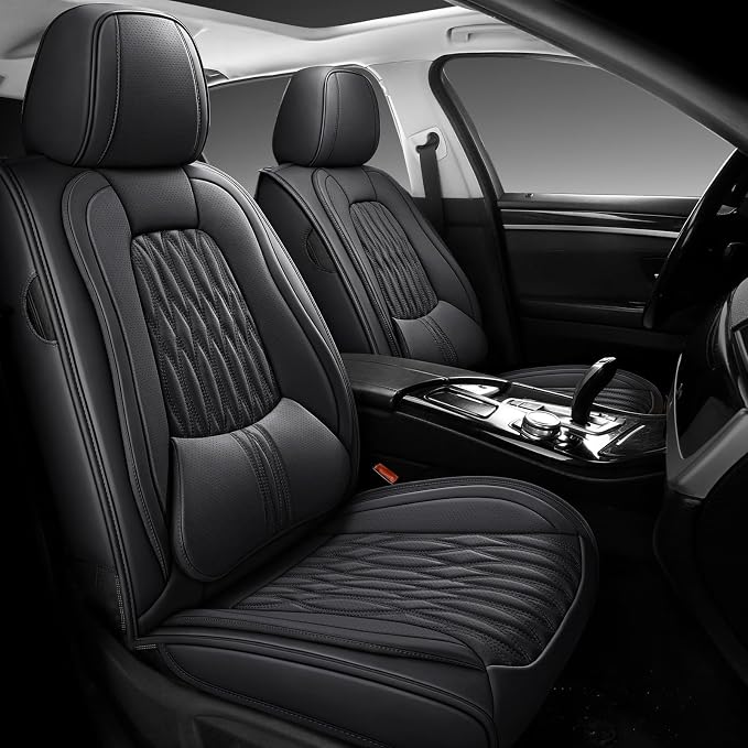 WELLDO Car Seat Covers, 5 Seats, Black-w02 | Waterproof, Scratch-Resistant, Breathable & Easy to Clean, Universal Fit for SUV Sedan Truck, Full Set