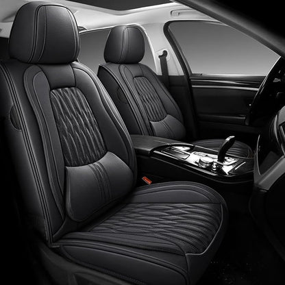 WELLDO Car Seat Covers, 5 Seats, Black-w02 | Waterproof, Scratch-Resistant, Breathable & Easy to Clean, Universal Fit for SUV Sedan Truck, Full Set