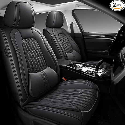 WELLDO Car Seat Covers, Black, w02 | Waterproof, Scratch-Resistant, Breathable & Easy to Clean, Universal Fit for SUV Sedan Truck, Full Set