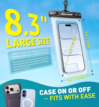 Hiearcool Waterproof Phone Pouch, Water Proof Phone Case for iPhone, Waterproof Cell Phone Dry Bag for Cruise Travel Vacation Essentials Large Waterproof Phone Holder 4 Pack-Black&Clear