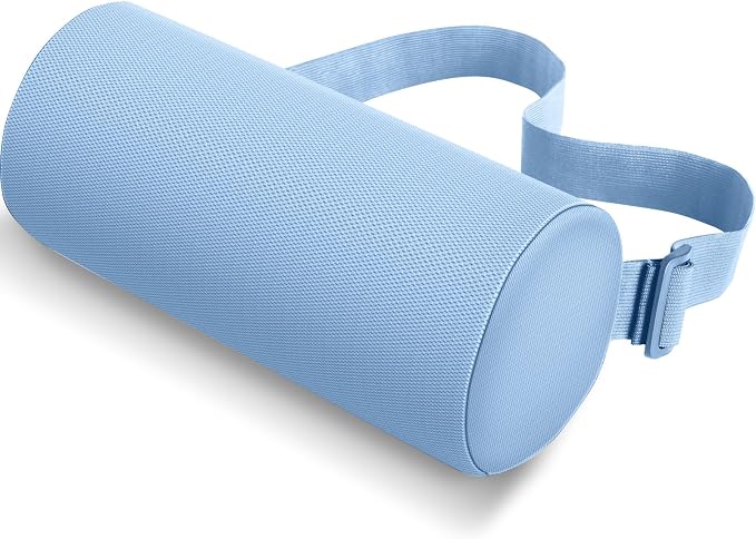 Lumbar Roll Support Pillow for Office Chair, Car, Gaming Chair, Memory Foam Back Cushion with Washable Cover for Relieving Back Pain & Improving Posture,Light Blue