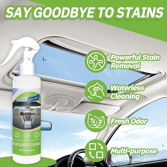 8.66 OZ (256 ml) Car Ceiling Cleaner,Headliner Cleaner,Multifunctional Car Interior Roof Fabric Cleaner Spray,Multi Purpose Deep Clean for Leather,Fabric,Plastic of Auto and Home